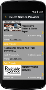 Search Results in the 4RoadService.com Android App