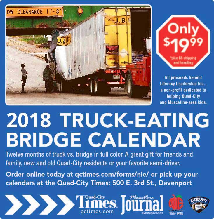 A promo image for the 2018 Truck-Eating Bridge calendar