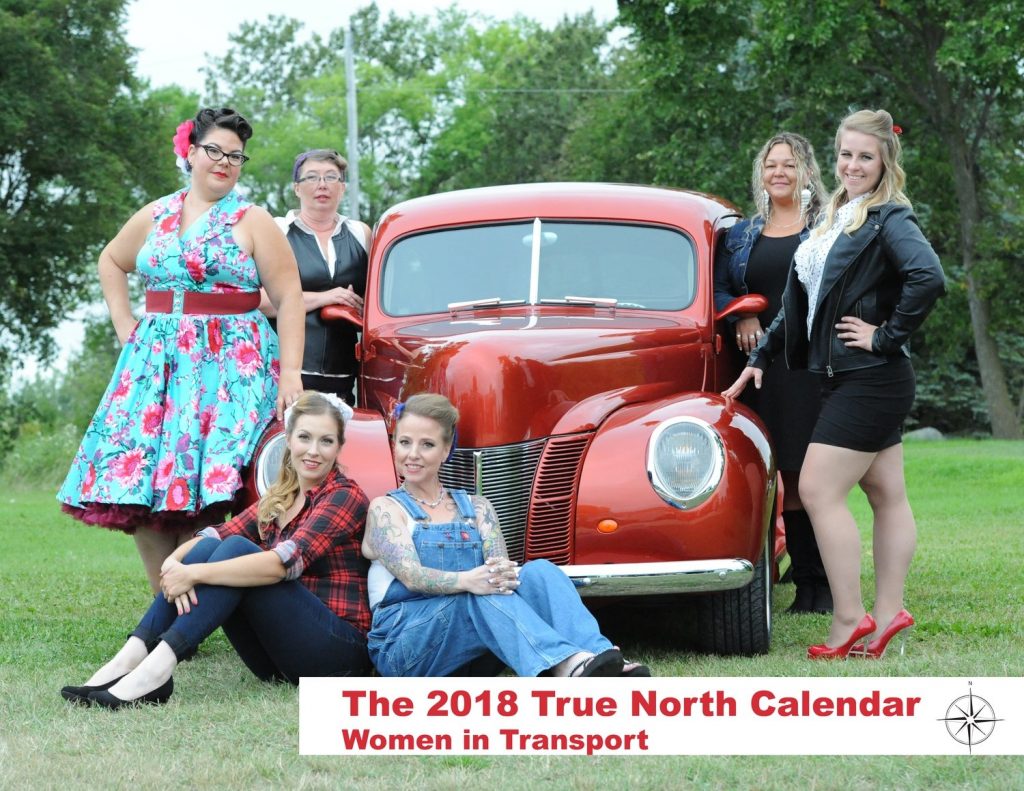 A marketing image for the 2018 True North: Women in Transport calendar.