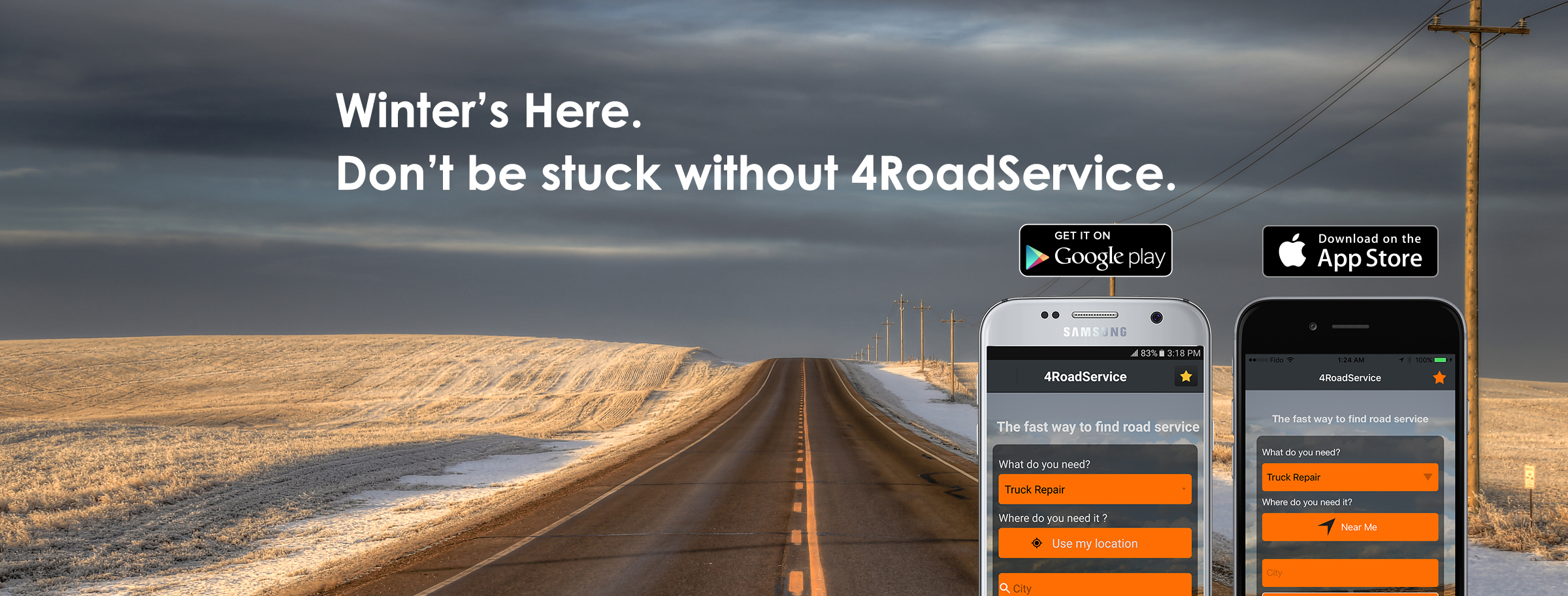 4RoadService Truck Repair App Winter 2017 Promo Image